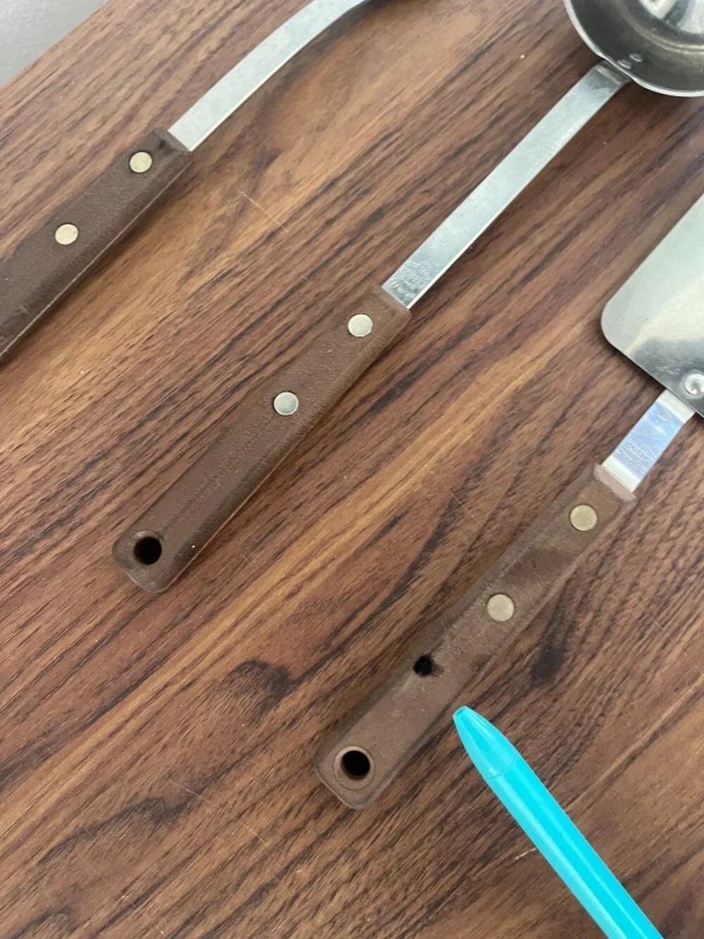 VTG Ekco Eterna Stainless Steel MCM Wooden Spatula Ladle Carving Fork Set of 3